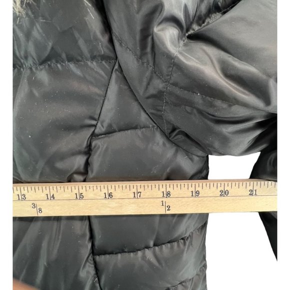 Eddie Bauer Quilted Hooded Faux Fur Lodge Down Duffle Puffer Coat Black Womens S - Picture 7 of 14